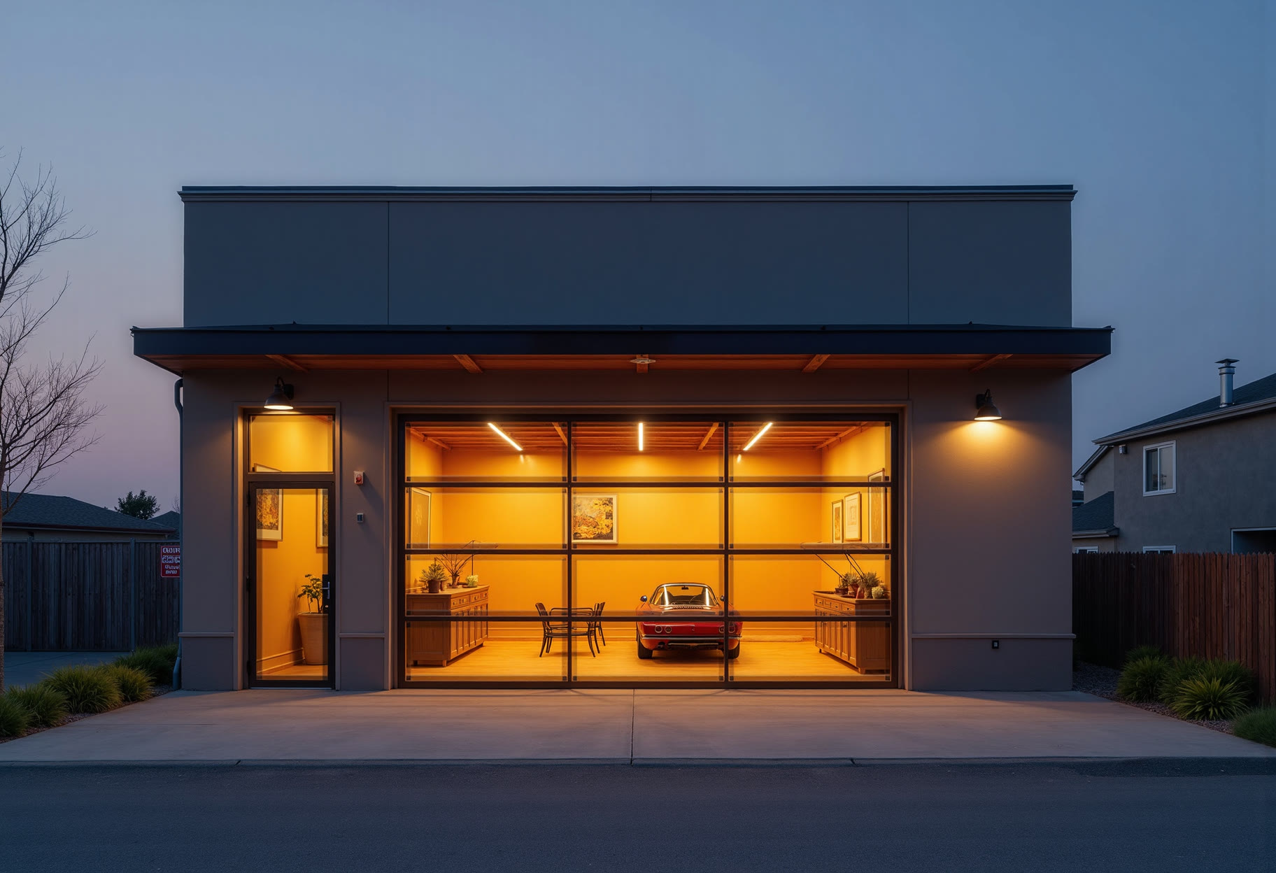 Bronze glass on a shop bay